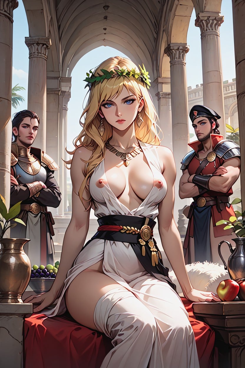 Looking At Viewer, Bare Breasts Exposed, Bottom Up View Hentai AI Porn