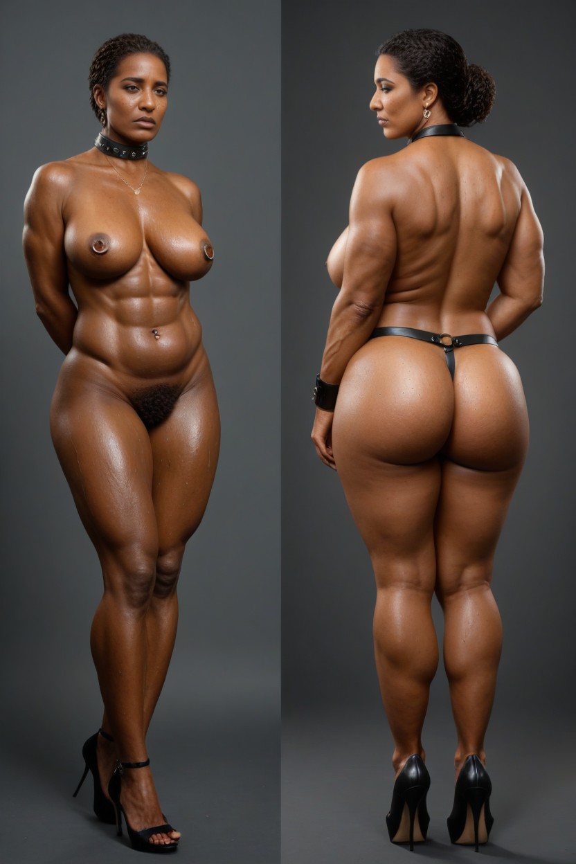 Naked, Rear View, Simple Background MILF AI Porn