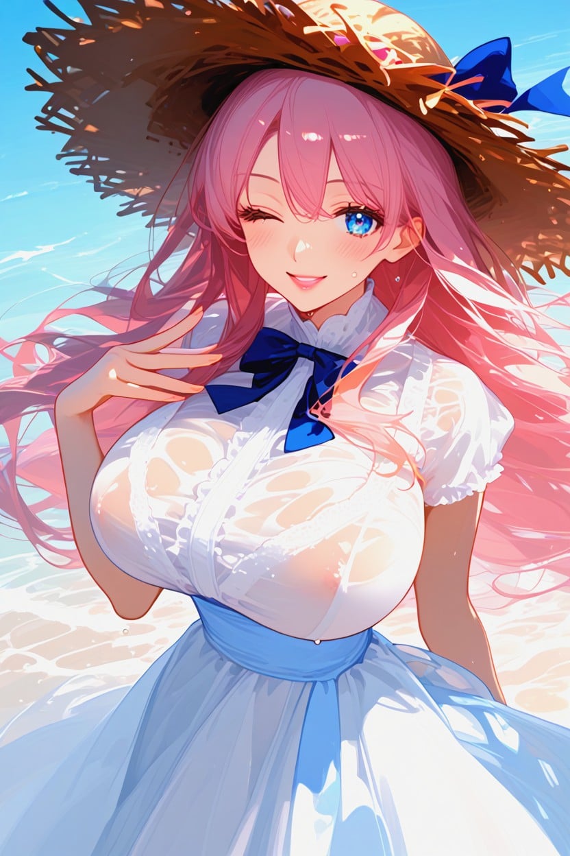Huge Breasts, Perfect Hands, White Dress Hentai AI Porn