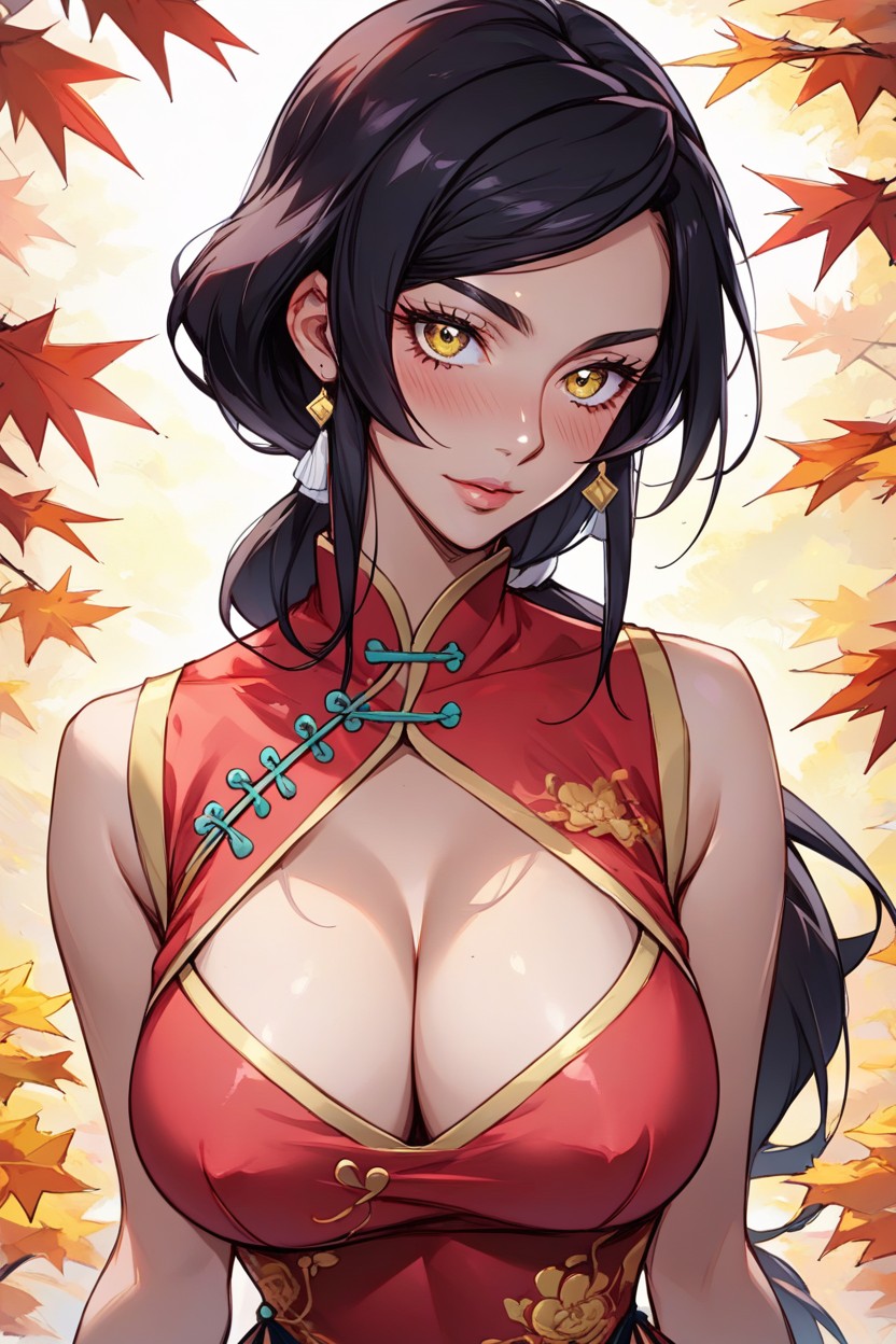 Maple, Red Maple Qipao, Pubic Hair Hentai AI Porn