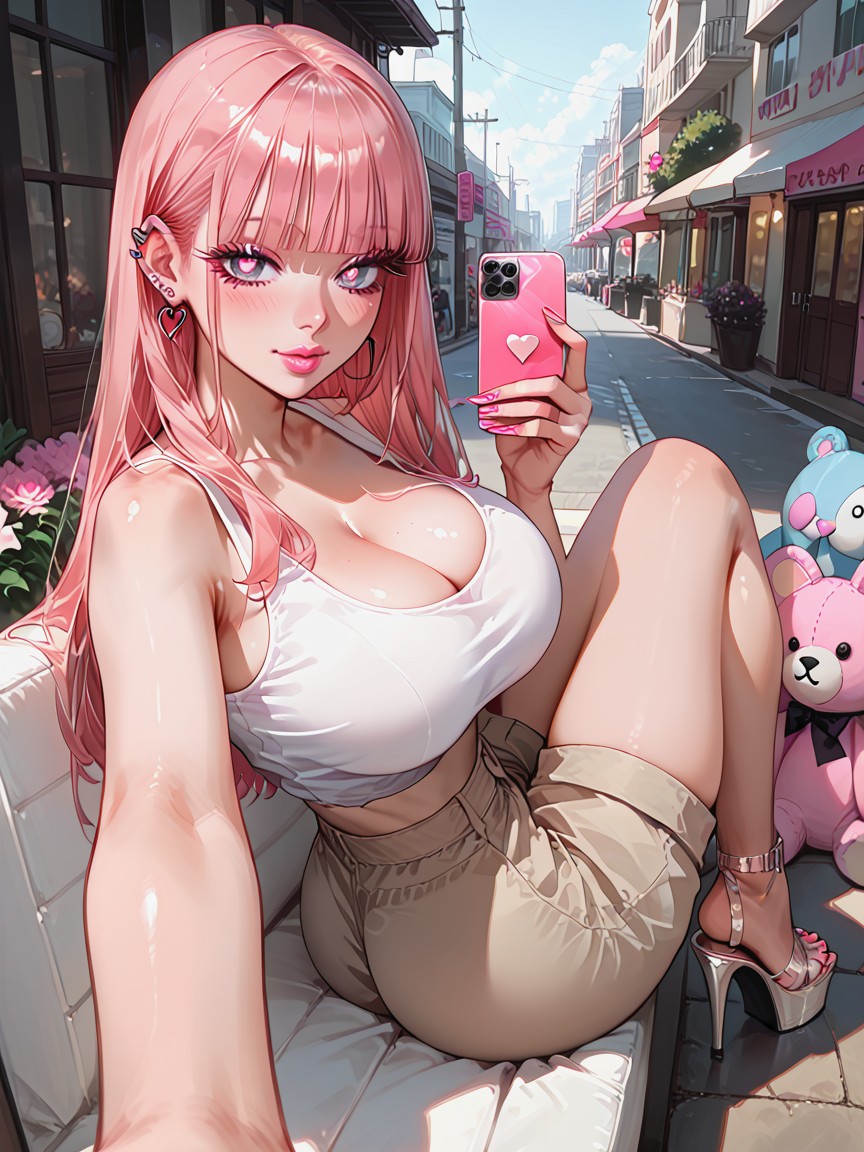 Heart In Pupils, Cleavage, Soft Lighting Hentai AI Porn