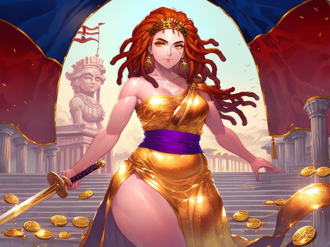 Amber Eyes, White Marble Statue, Freckles Hentai AI Porn