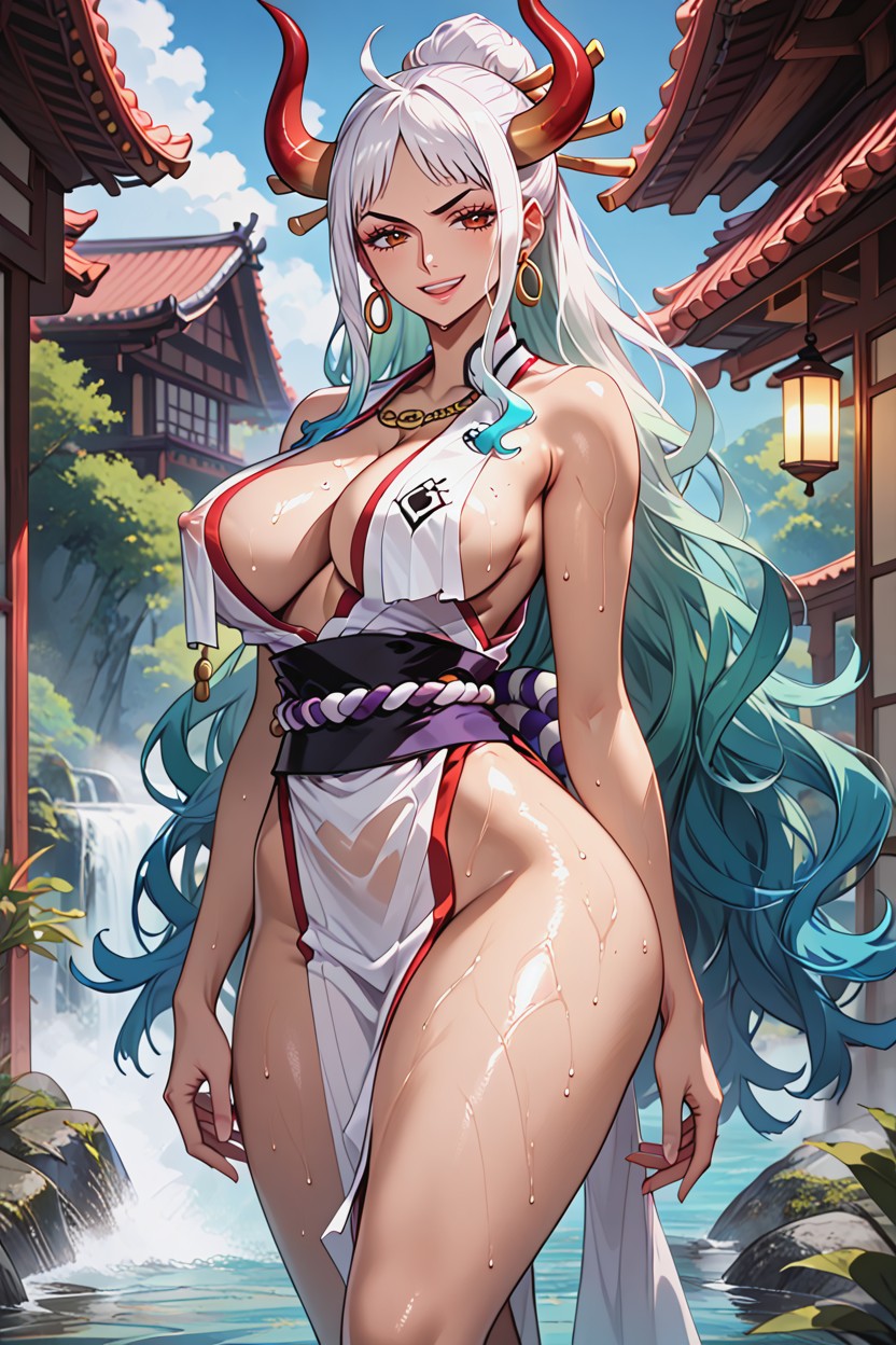 Night, Perfect Big Rounded Breasts, Smug Hentai AI Porn