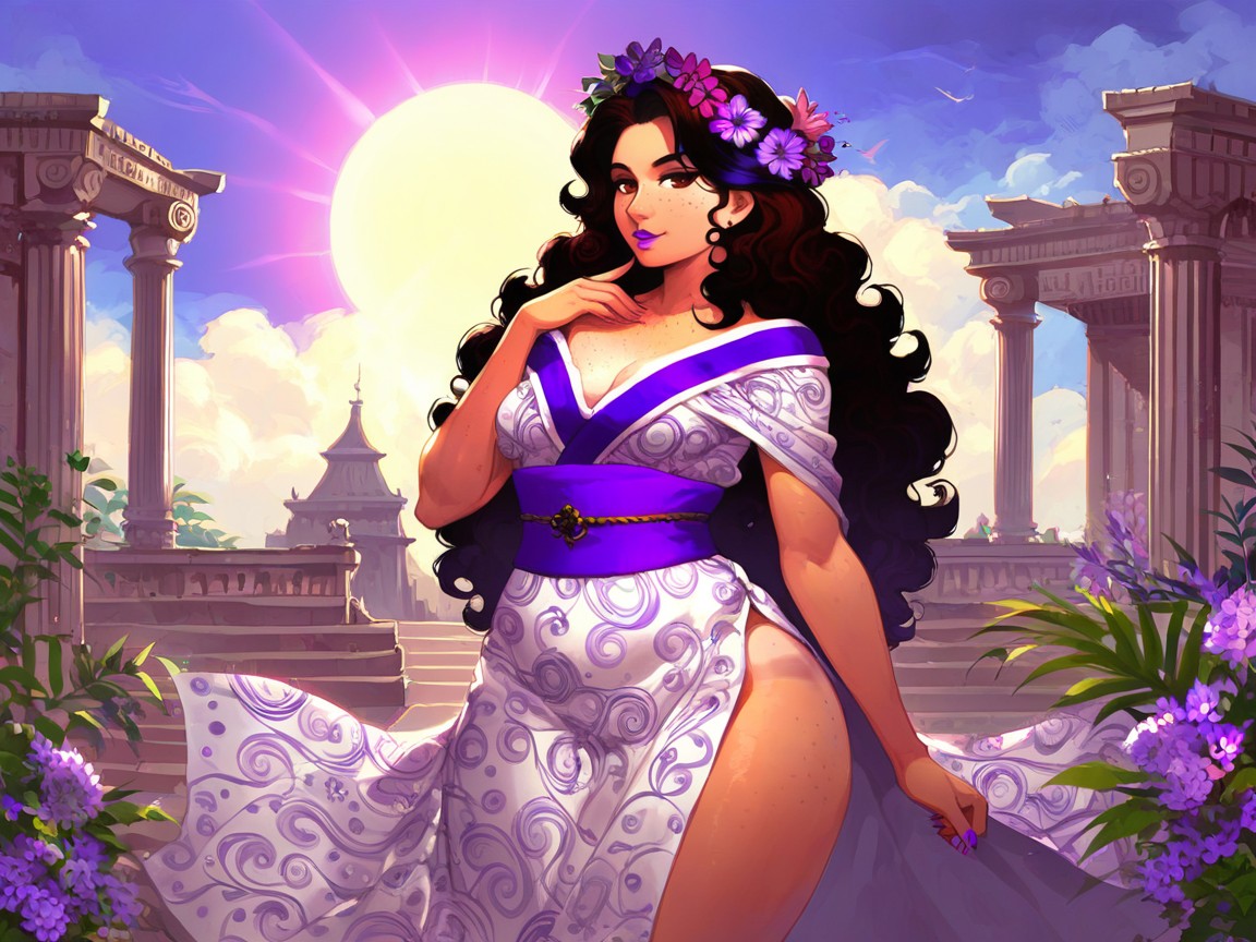 Chinadoll Face, Purple Flower In Hair, Sharp Edges And Lines Hentai AI Porn