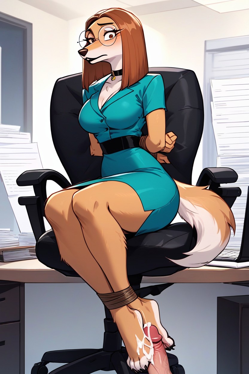Brown Eyes, Sighthound, Hands Tied To Chair Furry AI Porn