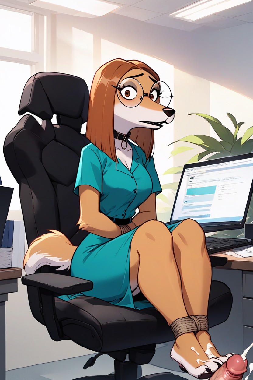 Embarrassed, Anthro, Brown Eyeshadow Furry AI Porn