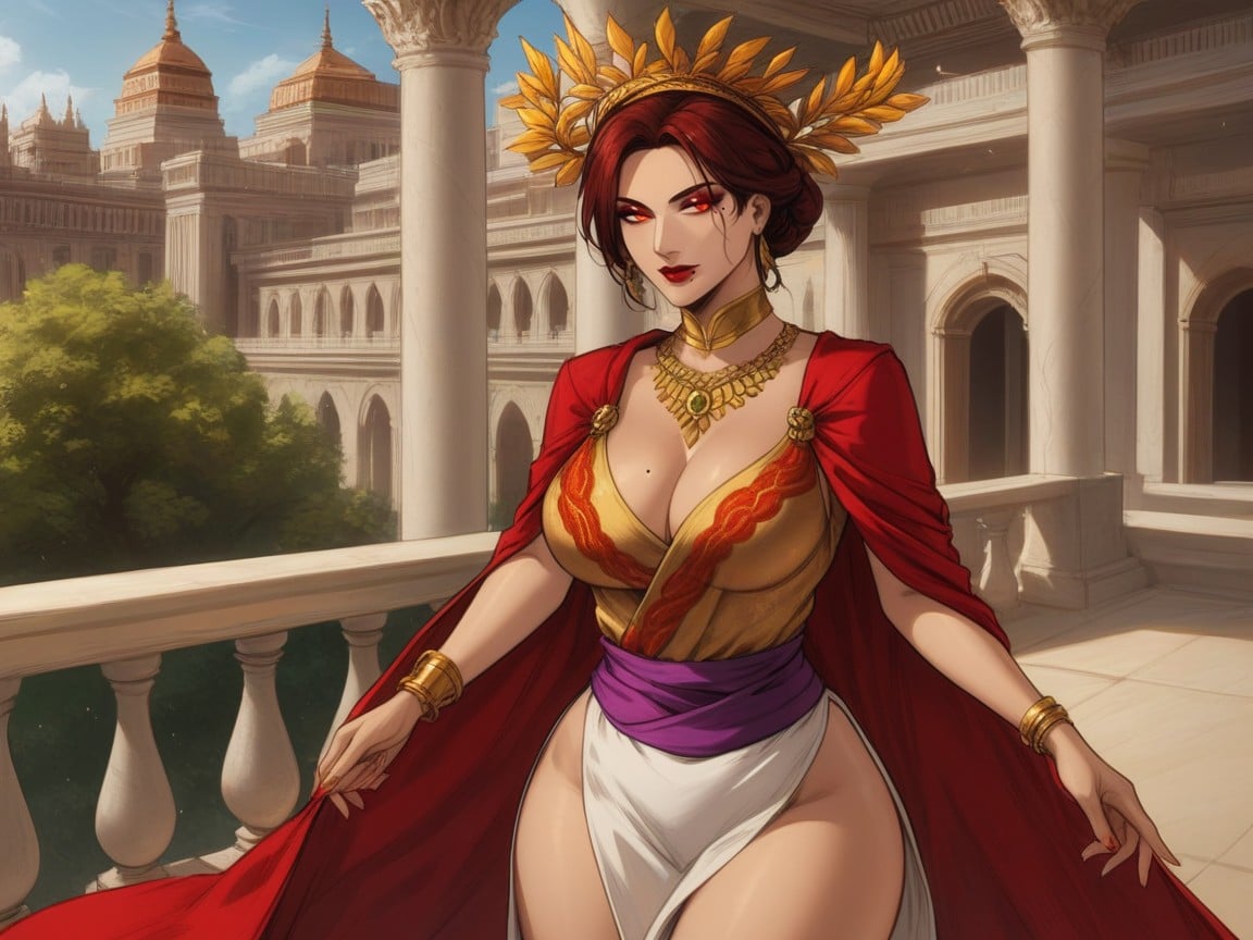 Deep Neckline, Roman Noble, Gold Laurel Crown In Hand Porno latina IA