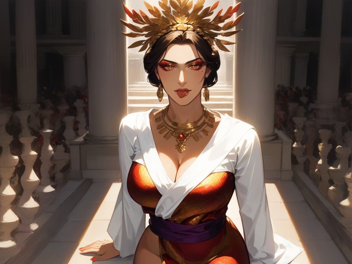 Tongue Out, Tight Hips, Hair Bun AI Porn