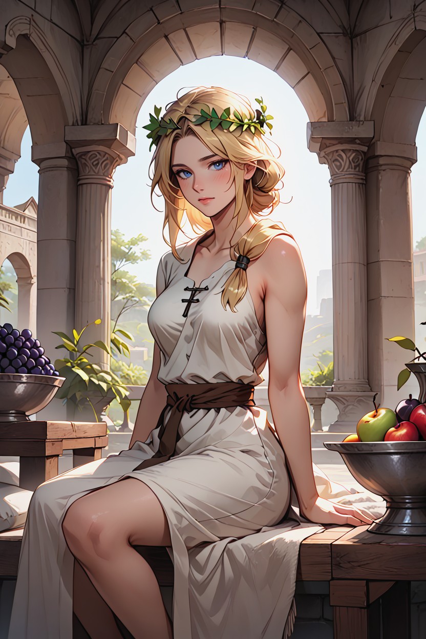 Side View, Stone Pillars, Sexy Lady Hentai AI Porn
