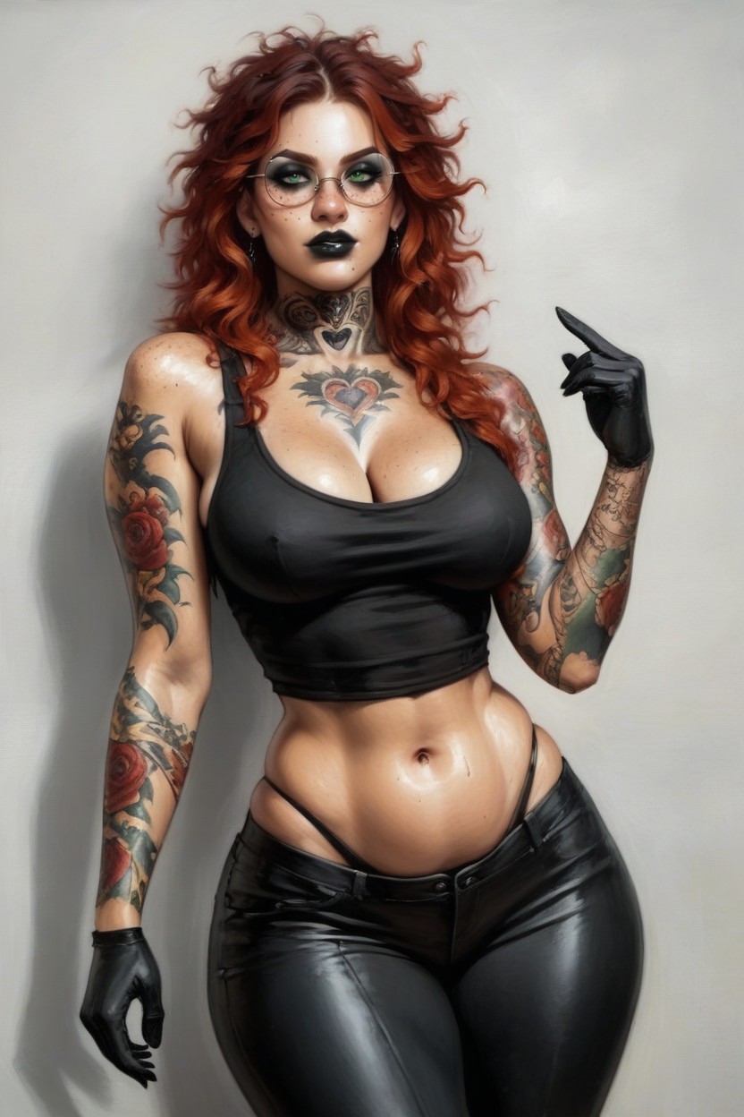 Black Leggings, Tattoos On The Thighs, 18+ Porno IA