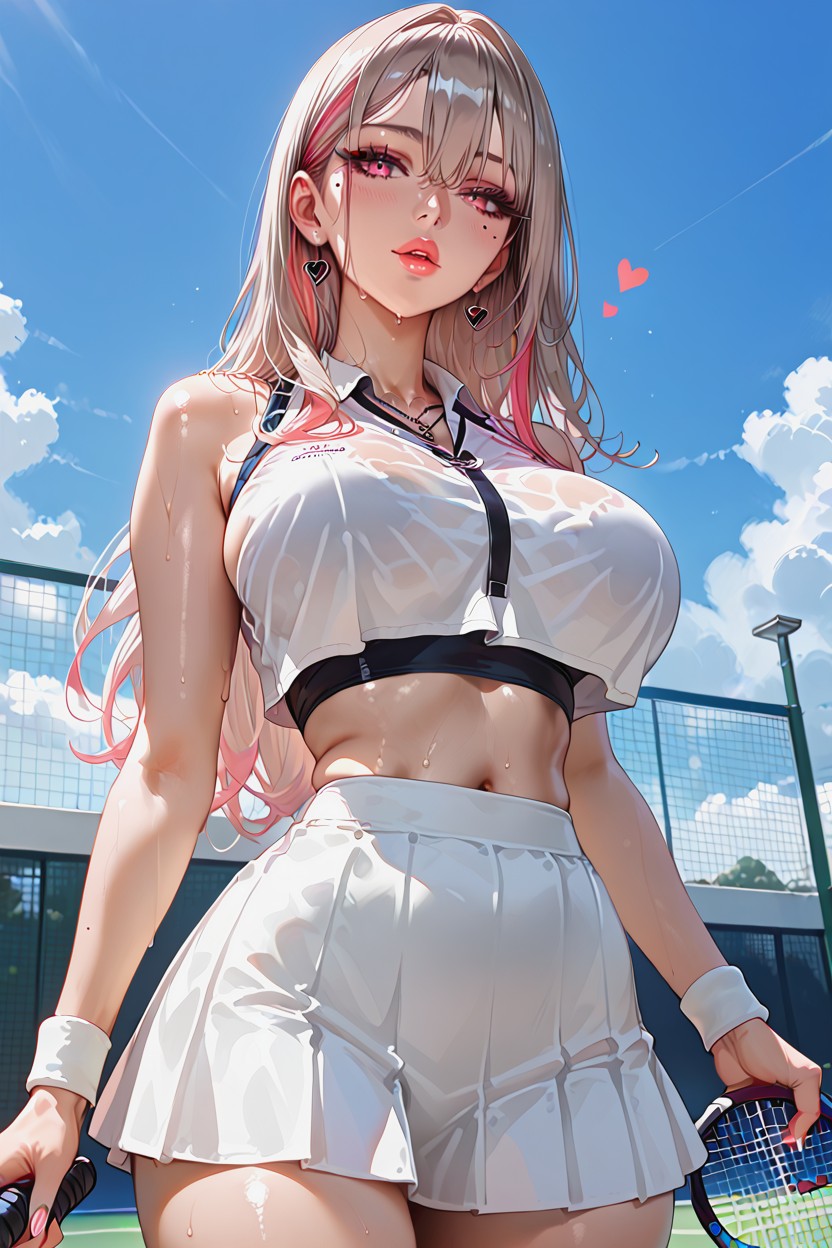 Grey Hair, Full Lips, Streaked Hair Hentai AI Porn