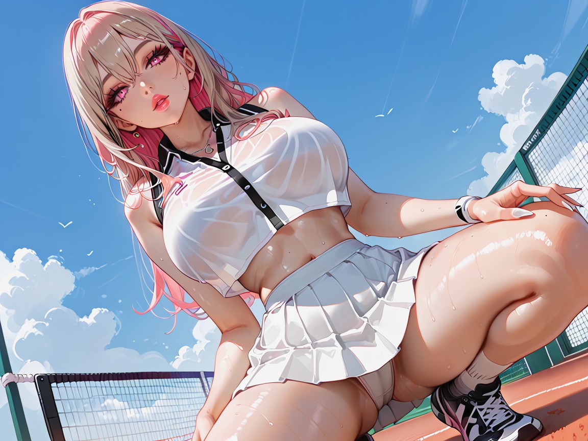 Light Pink Lipstick, Two Tone Shirt, Perfect Hands Hentai AI Porn