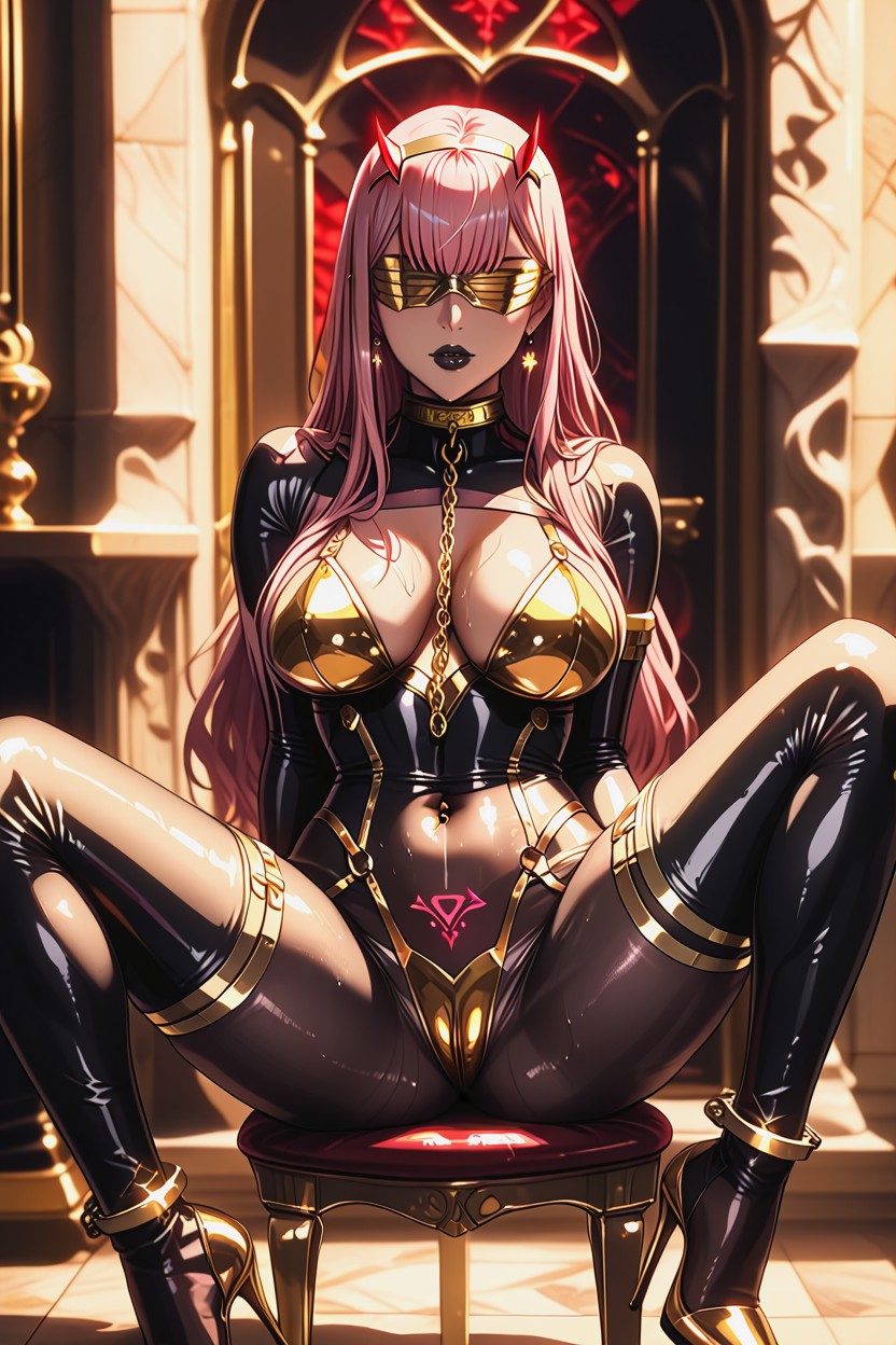 Legs Are Connected By Chains, Huge Boobs, Detailed Picture Hentai AI Porn