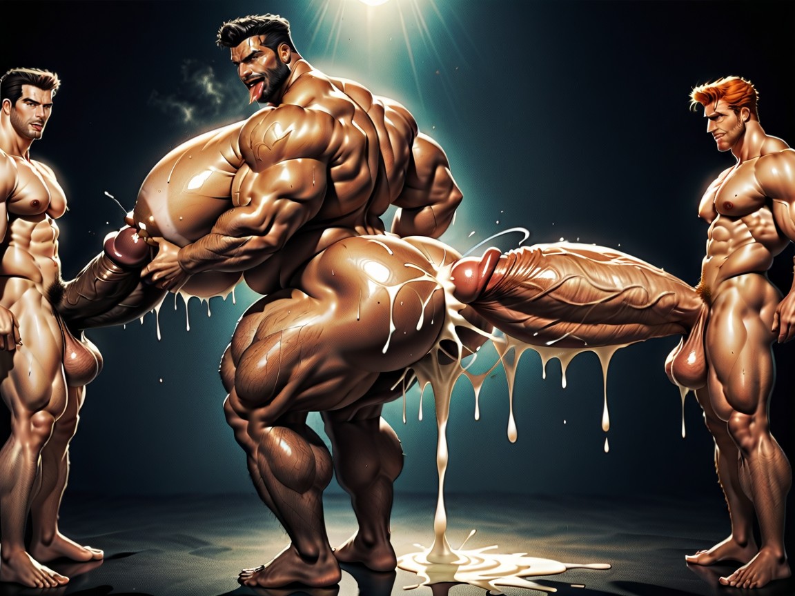 Harem, Rough Hyper Huge Impossibly Long Cocks Fucking Them Everywhere, Tirer La Langue Porno IA Gay