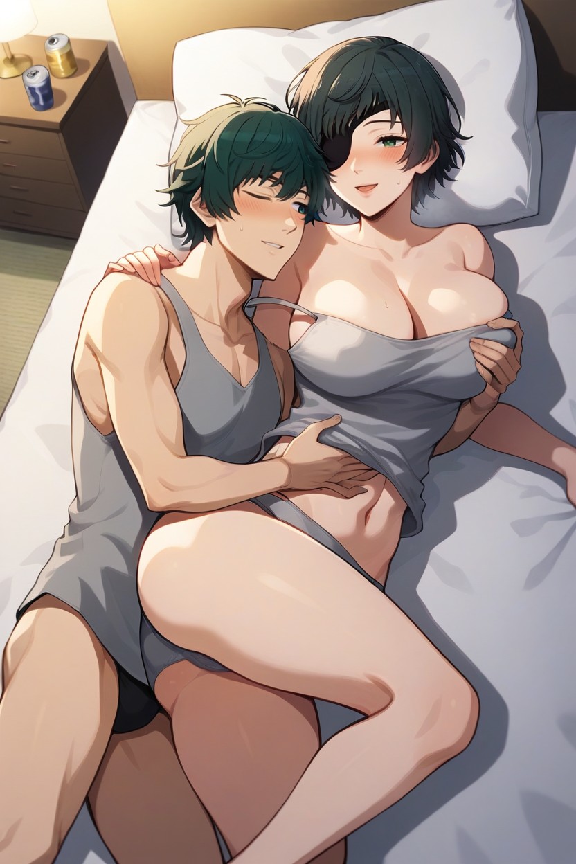Cuddling, Himeno From Chainsaw Man, Cans On Bed Hentai AI Porn