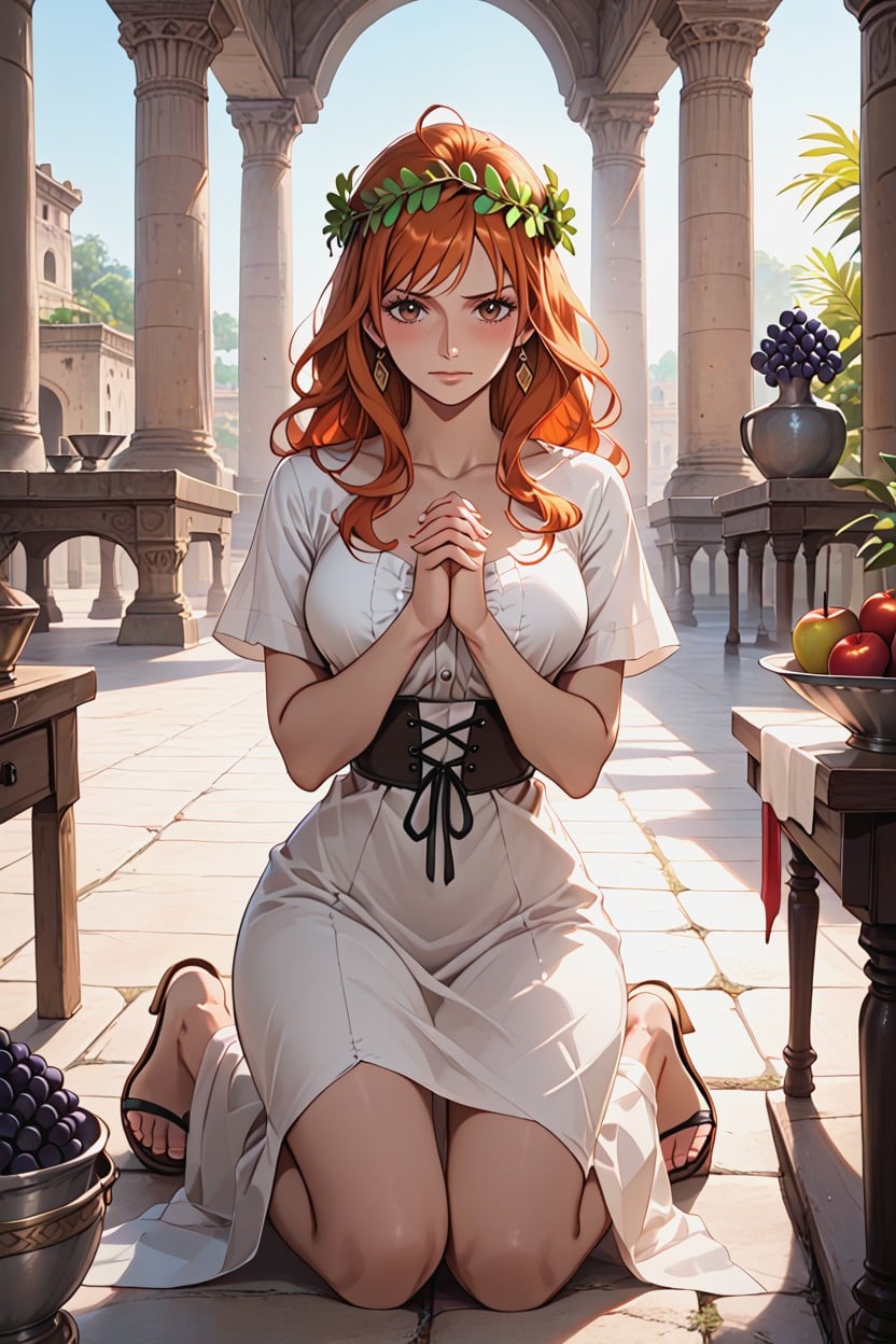 Leather Strap Sandals, Medium Breasts, Italian Hentai AI Porn