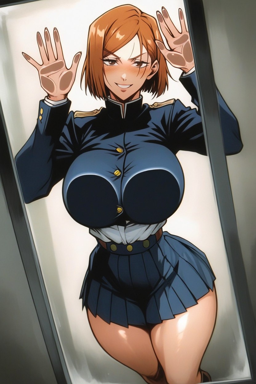 Brown Eyes, Waist Shot, Black Leggings Hentai AI Porn