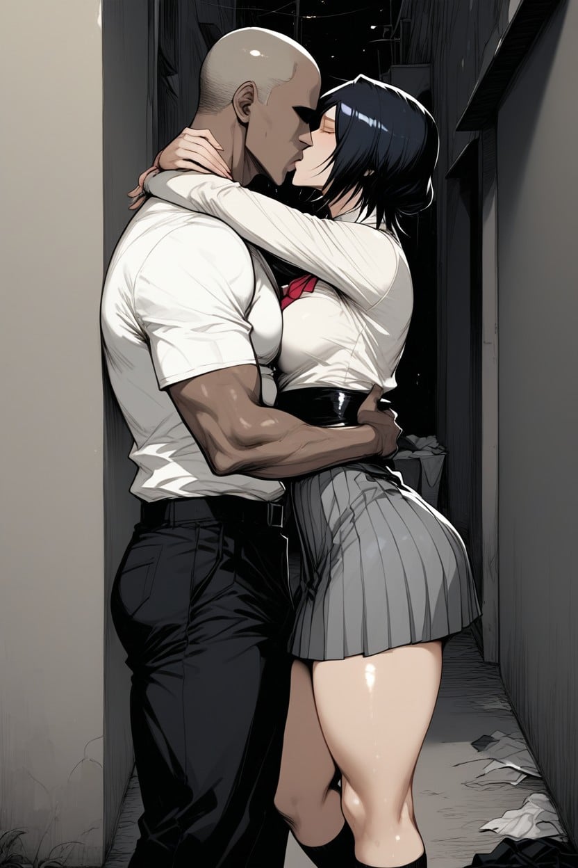 Alleyway, Dark Skinned Man, White Shirt Hentai AI Porn