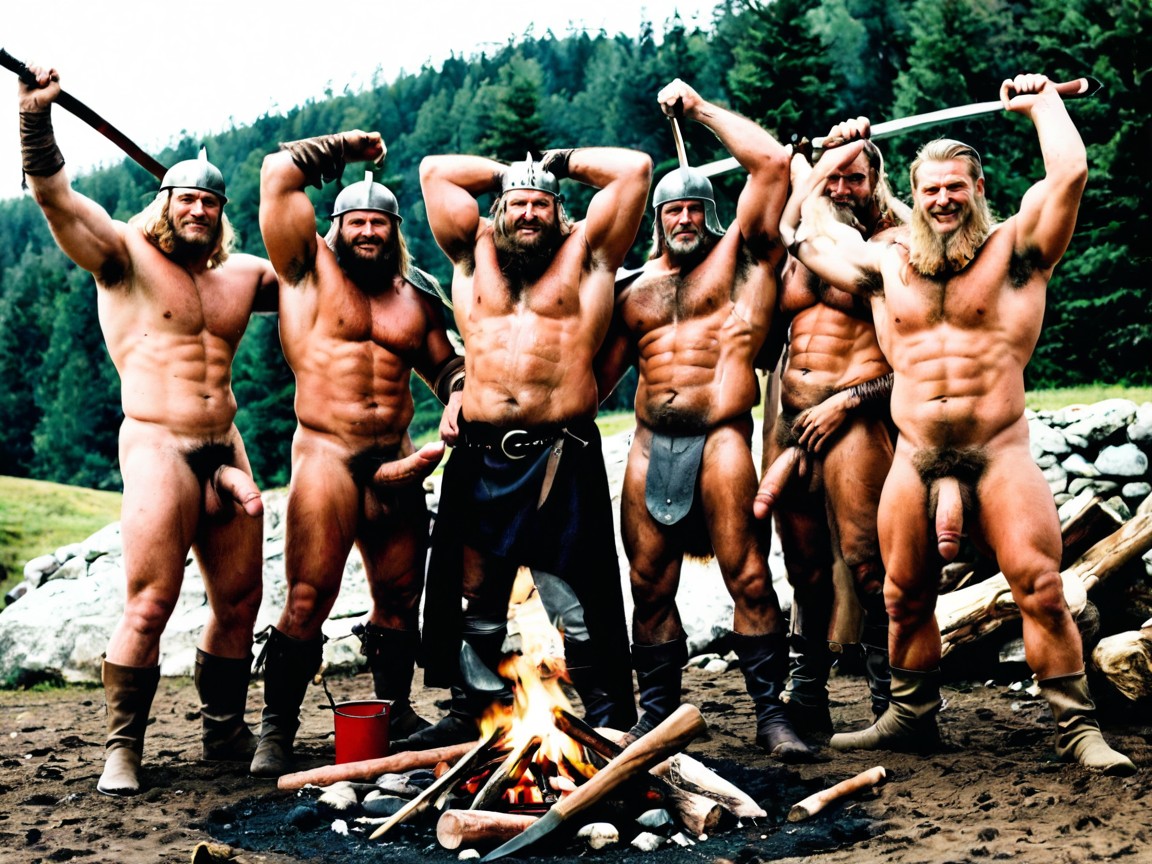Men Only, Swords, Viking Helmets Porno IA Gay