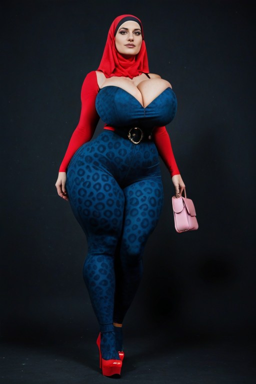 Clothes Hug Her Curves, Thick Thighs, Large Booty AI Porn