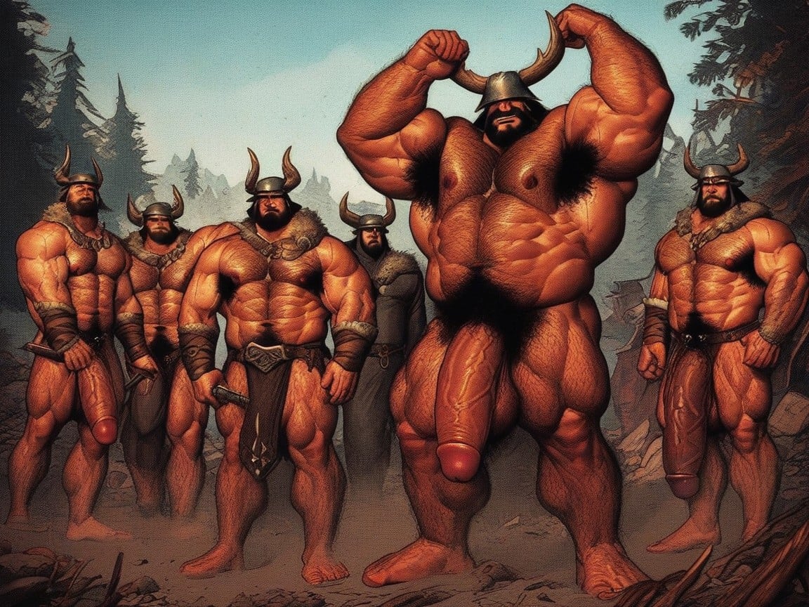 Standing Around Campfire, Masculine, Hyper Hairy Bodies Porno IA Gay