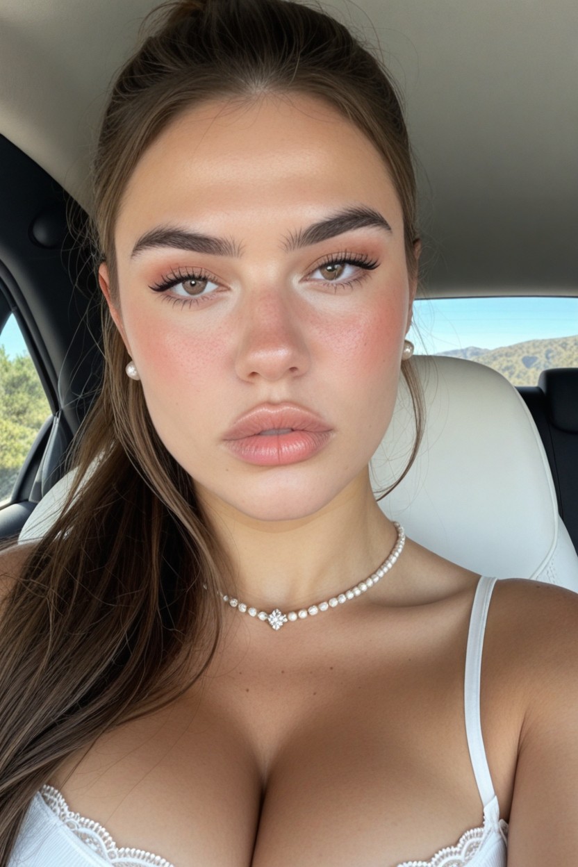 Fresh Yet Elegant Elongated Neck, Large Almond Shaped Dark Eyes, Smooth Soft Jawline Latina AI Porn