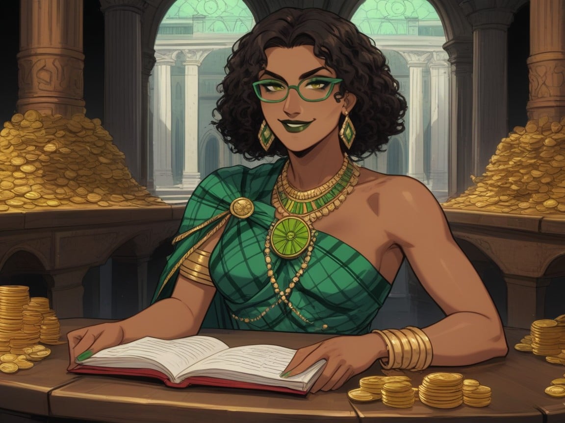 Squared Hips, Ancient Roman Setting, Green Glasses Latina AI Porn
