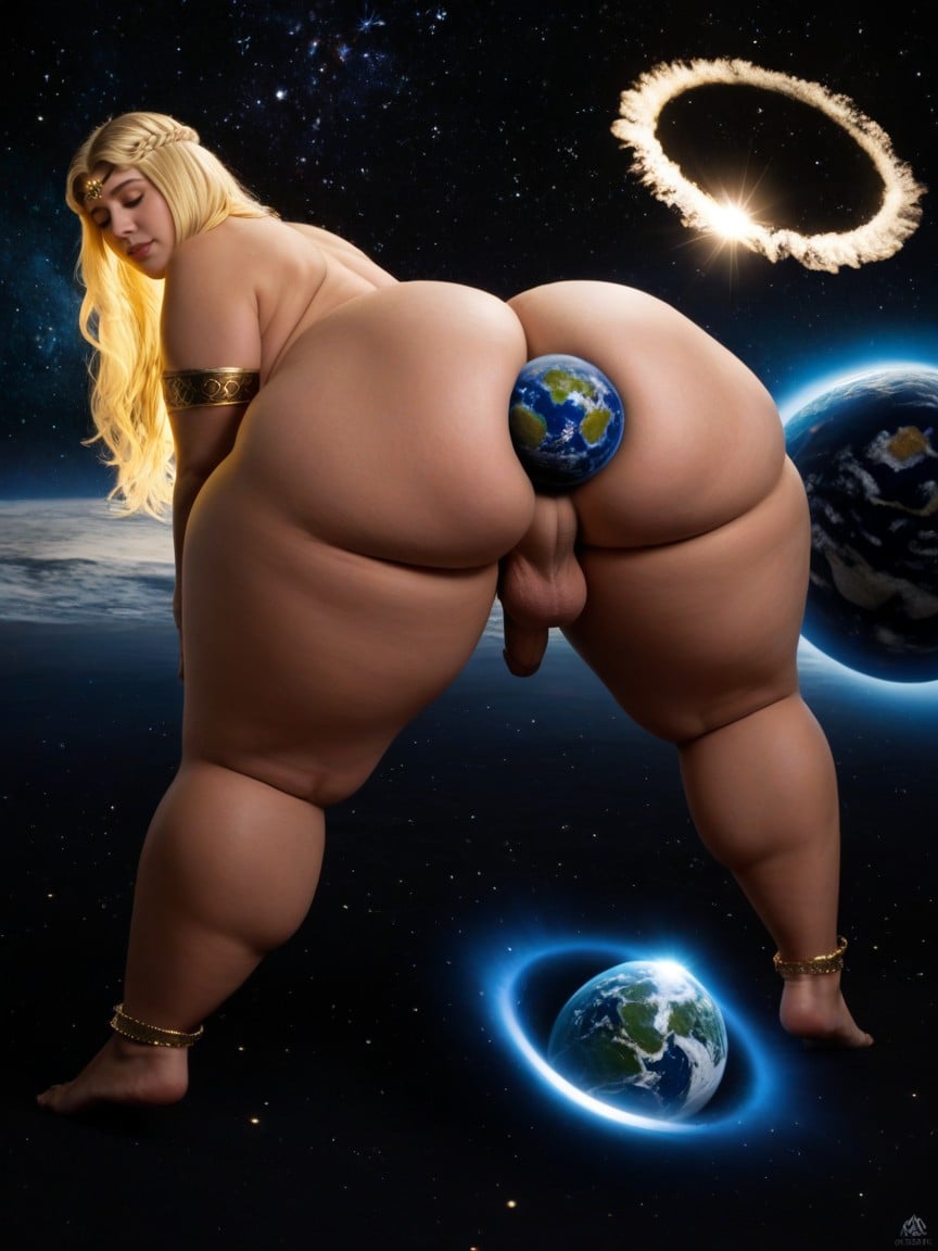 Glowing Halo, Naked, Extremely Large Ass AI Gay Porn