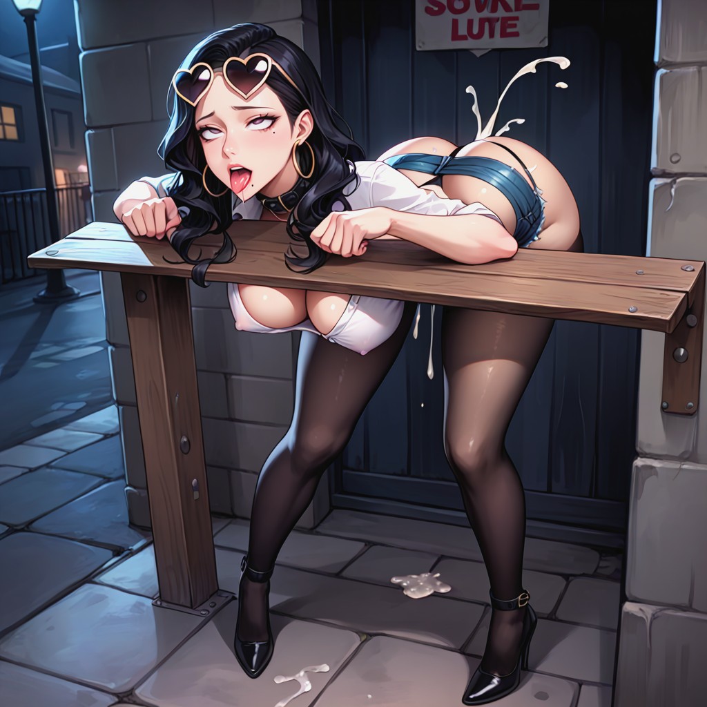 Rounded Ass, Lots Of Cum On Her Tits, Soft Shadow Hentai AI Porn