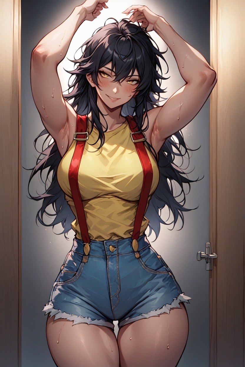 Large Ass, Blush, Black Color Hair Hentai AI Porn