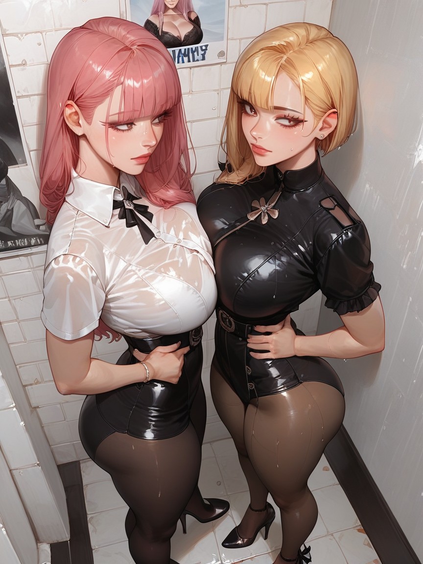 Basement, Looking Away, Long Pink Hair AI Porn