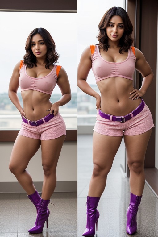 Editorial Fashion Framing, Purple Stilettos Visible, Photometric Depth Lock AI Porn