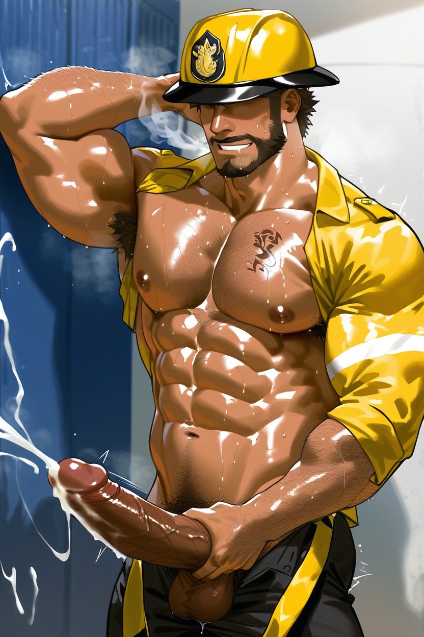 Smirk, Sweating, Green Eyes AI Gay Porn