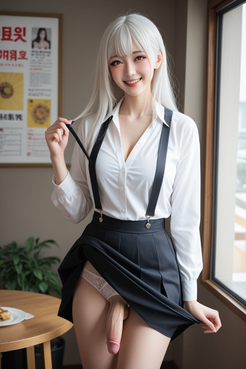 Oiled Skin, Lifting Skirt, Detailed Asian AI Porn