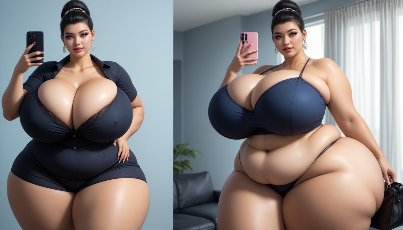 The Most Perfect Face, She Gains Massive Amounts Of Weight On Purpose To Enlarge Her Ultra Ultra Mega Hyper Fat Sexy Body, Mega Fat Gothic BBW AI Porn