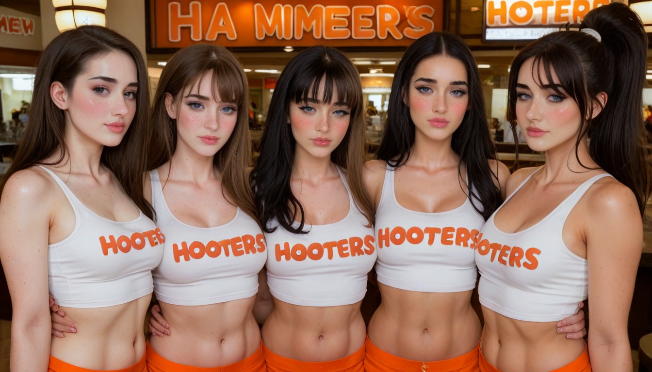 Black Hair, Five Females, Super Waist AI Porn
