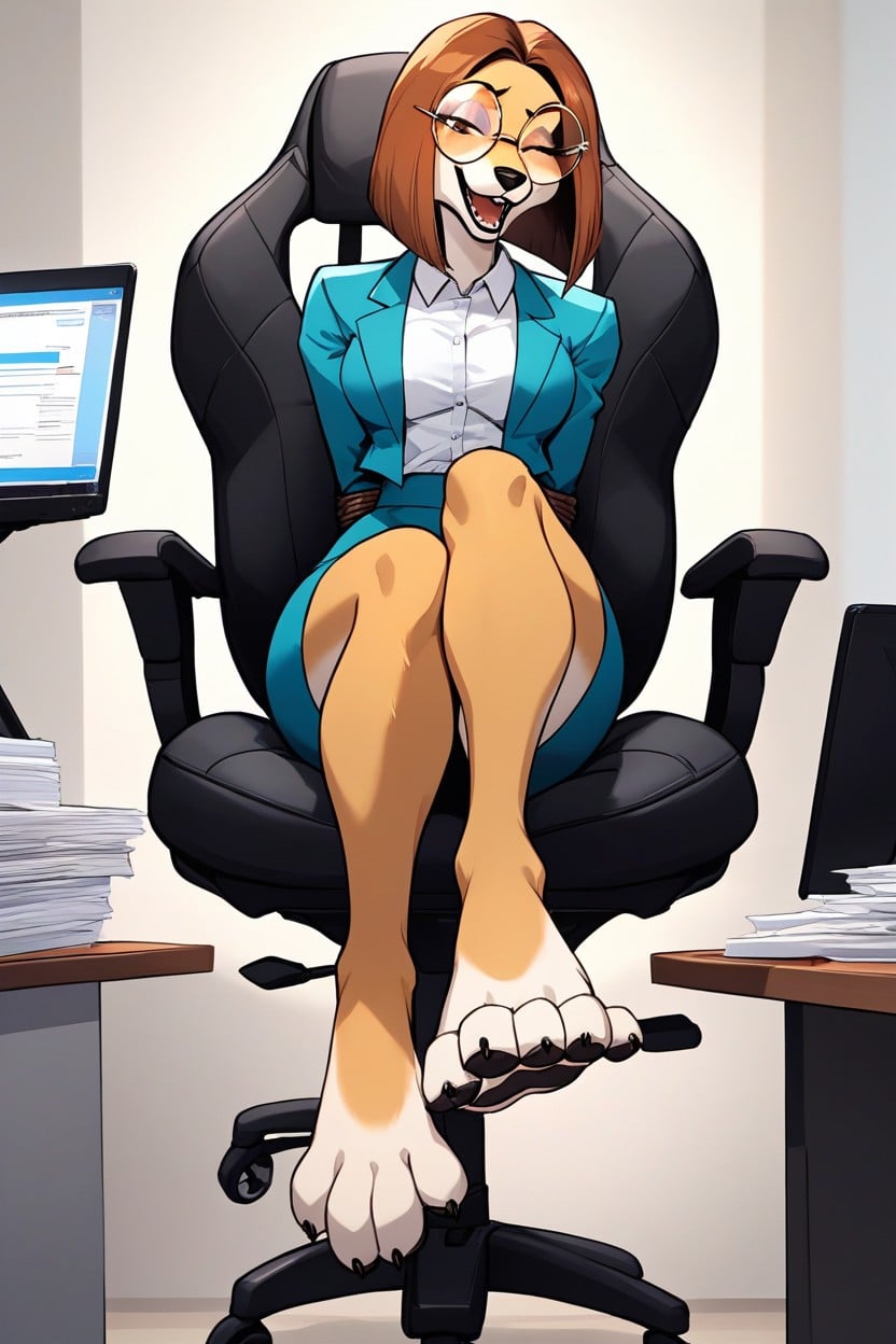 Mid Part Bob Haircut, Tight Teal Dress, Saluki Furry AI Porn
