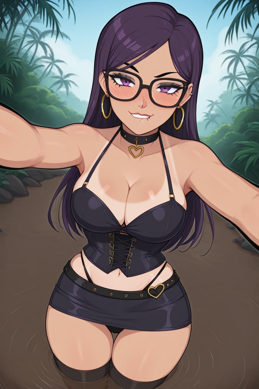 Arms Trapped By Her Side, Thong Strap Visible, Cute Hentai AI Porn