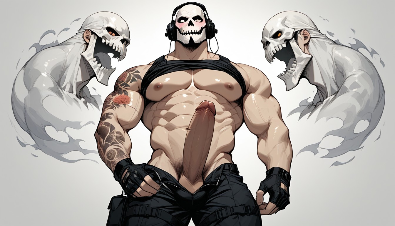 Fingerless Gloves, Stomach, Solo AI Gay Porn