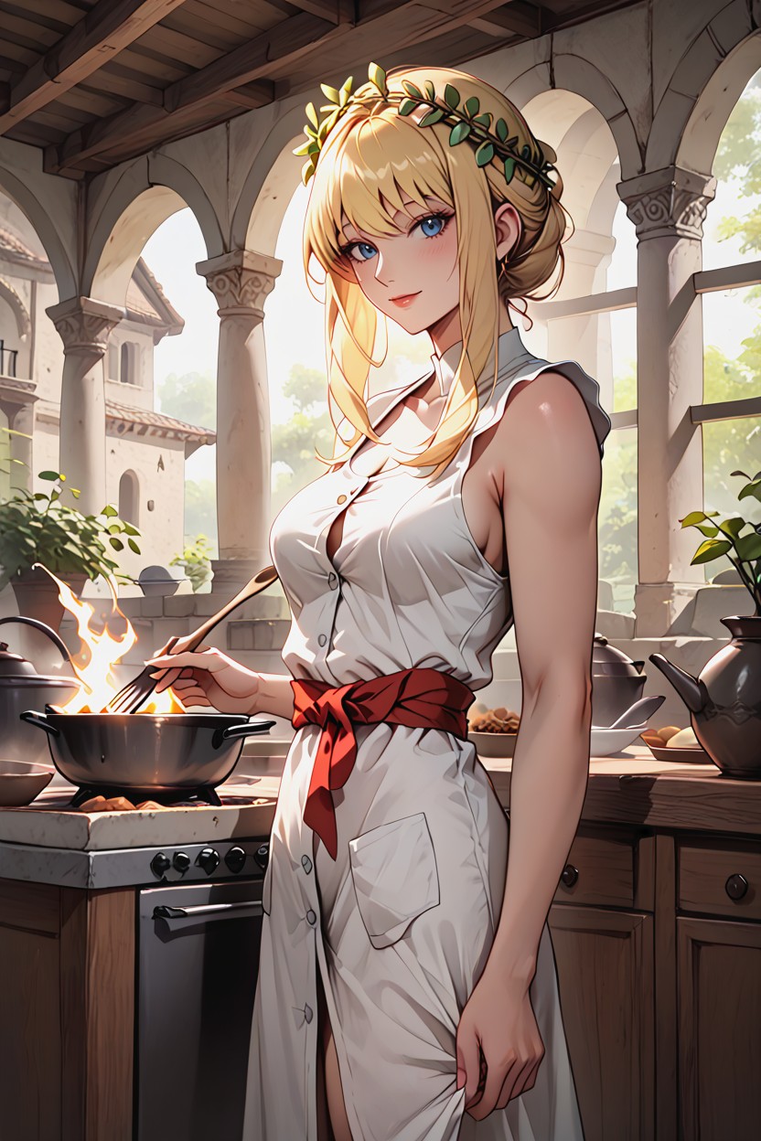 Waist Shot, Cinematic, Mixing Soup In Pot With Large Wooden Spoon Hentai AI Porn