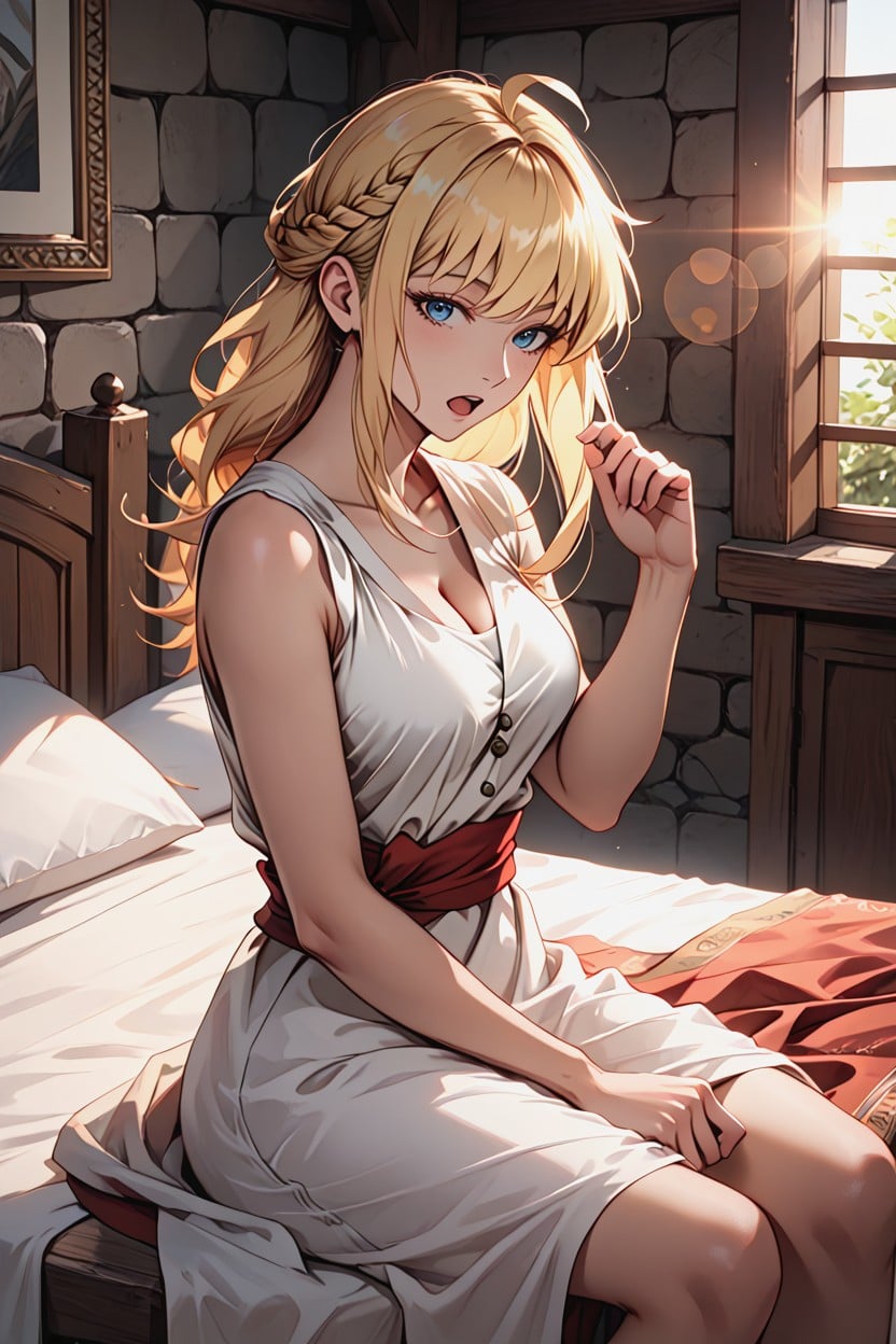 Waist Shot, Lens Flare, Straw Beds With Wool Cover Hentai AI Porn