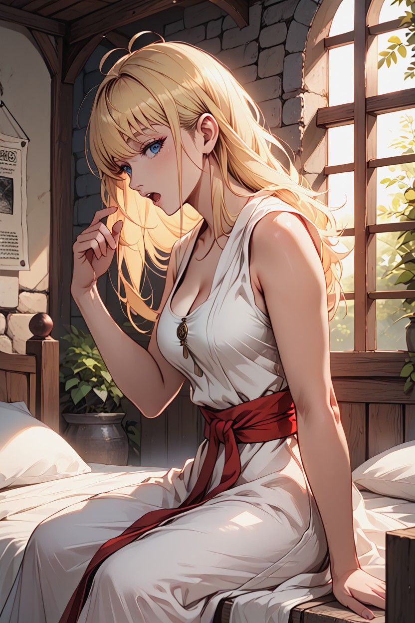 Lens Flare, Long Blonde Hair, Skinny Hentai AI Porn