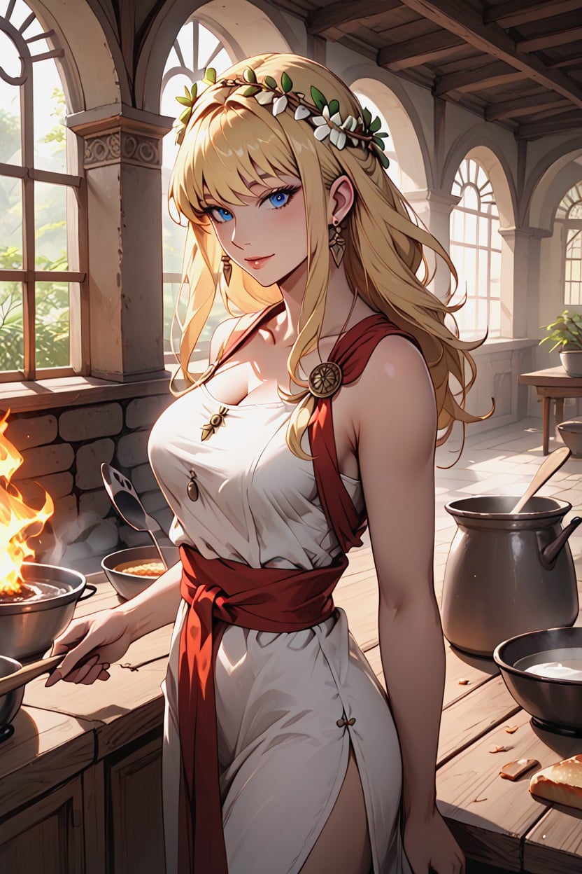 Medium Ass, Top Down, Standing Near Large Brown Clay Pot Hentai AI Porn