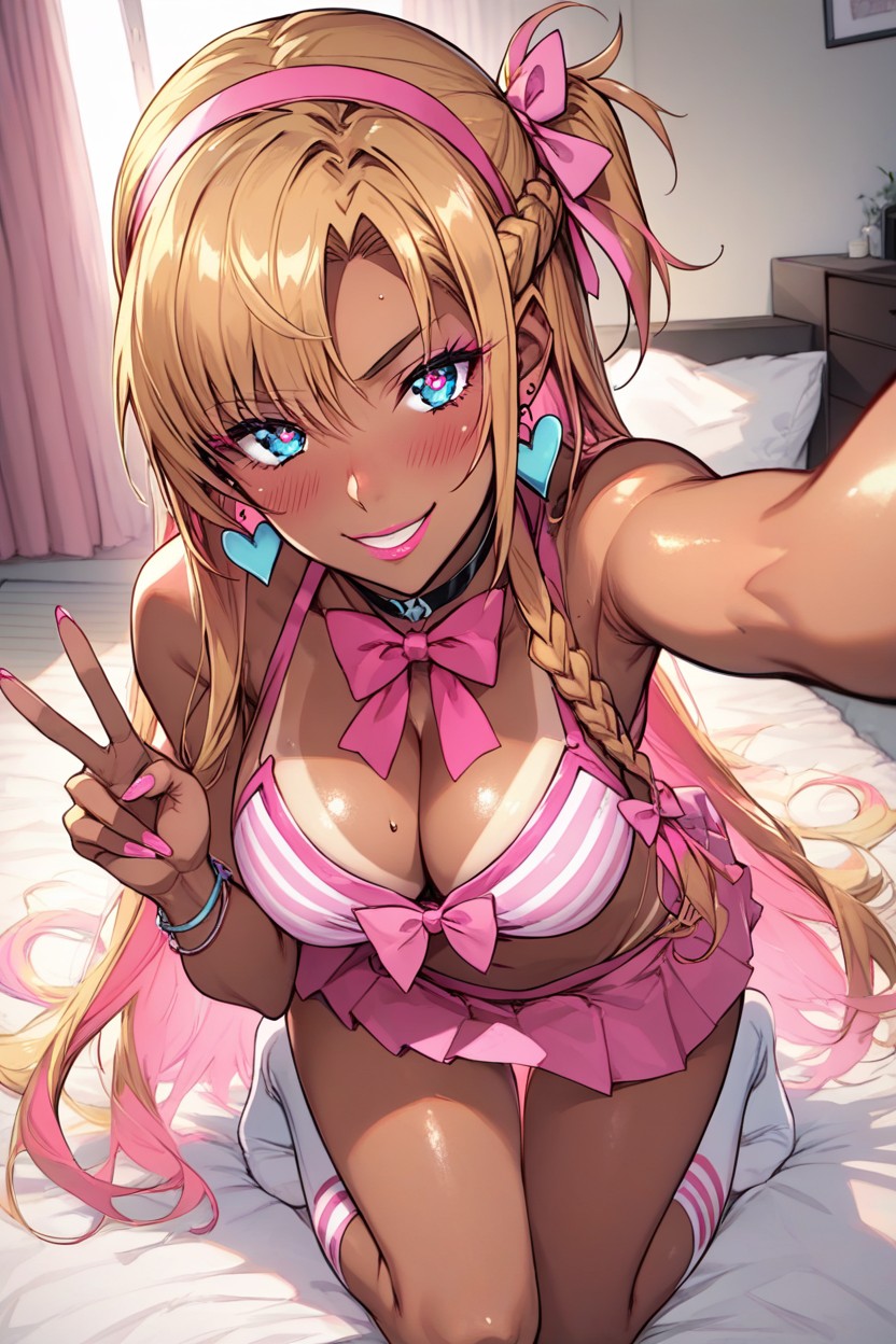 Makeup, Pink Eye Shadow, Long Hair Hentai AI Porn