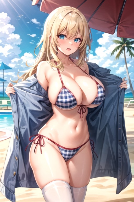 Thick Lines Style, Looking At Viewer, Blue Eyes Hentai AI Porn