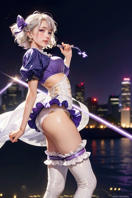 High Resolution, Messy Hair, In Rooftop Asian AI Porn