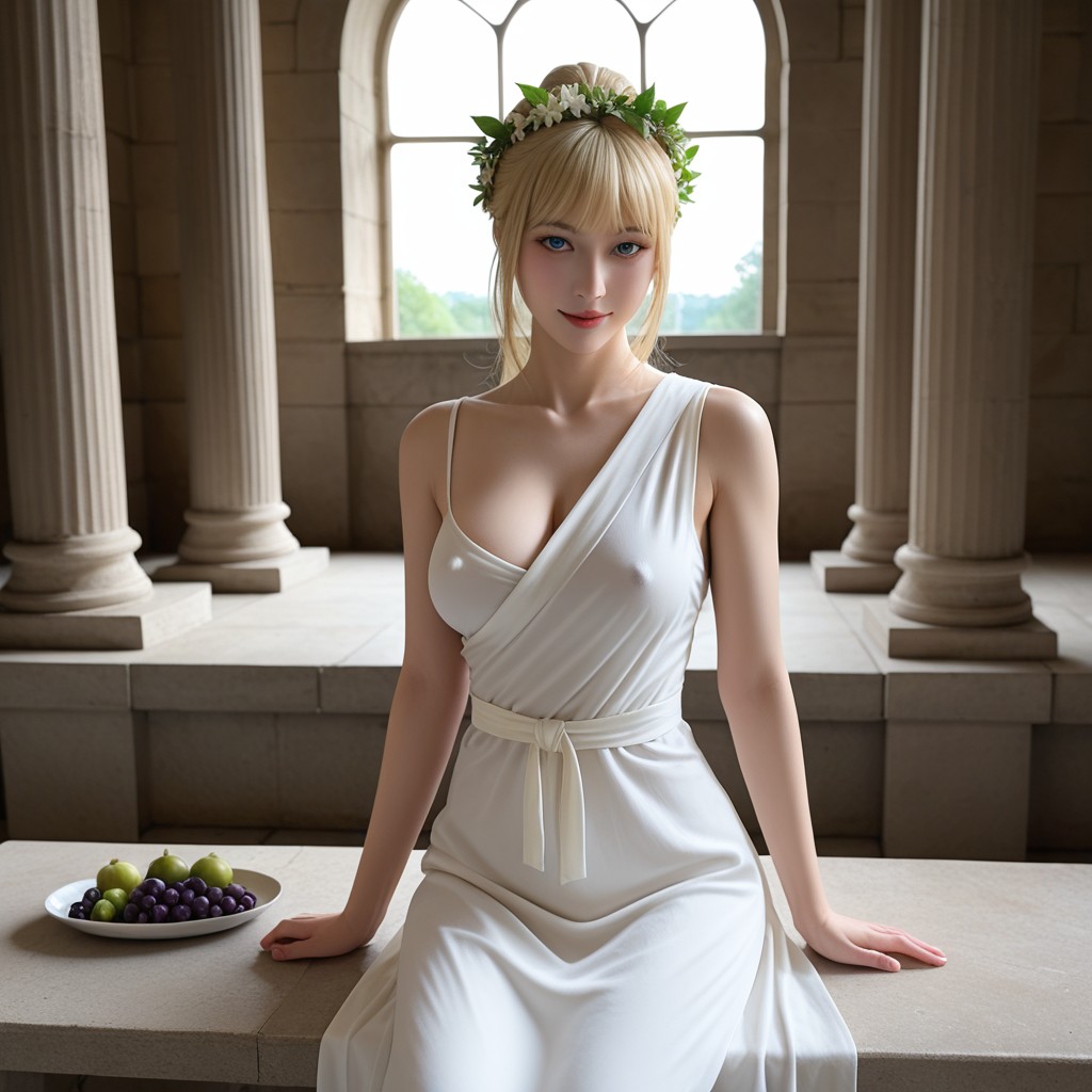 Mittlere Brust, Ancient Roman Architecture, Looking At Viewer Asiatischer KI Porno