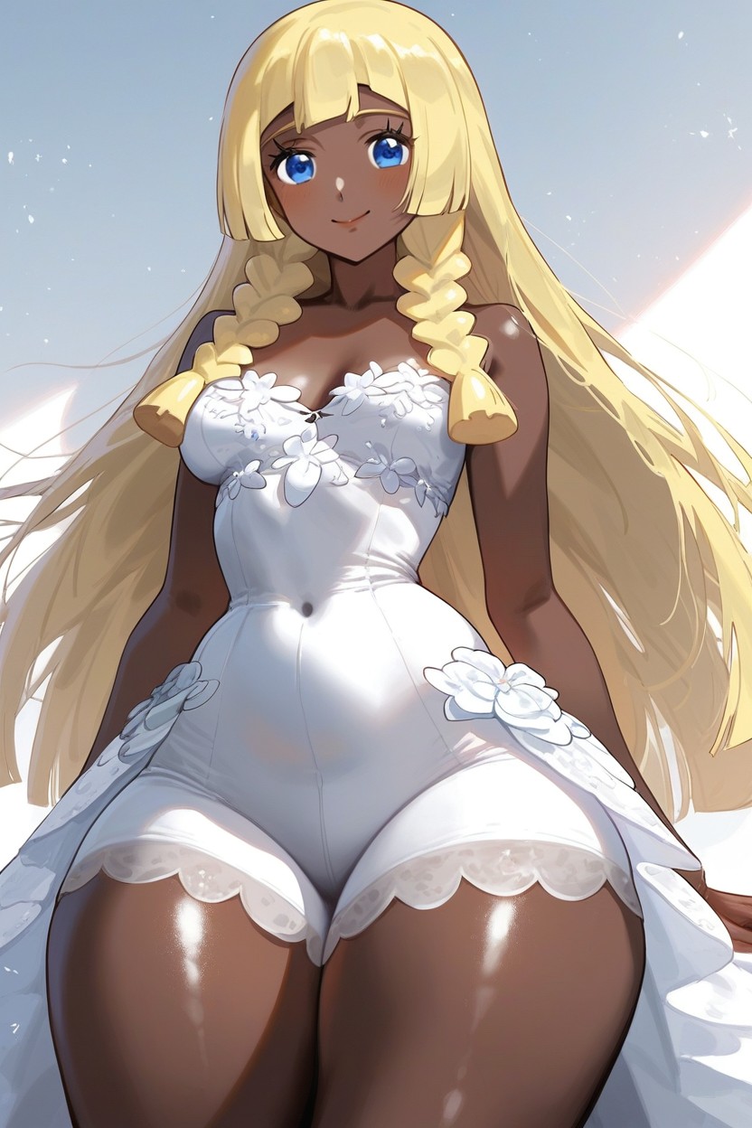 Fully Clothed, White Outfit, Bangs AI Porn