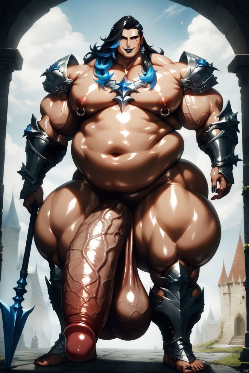 Natural Pecs, Hyper Penis Length, Gigantic Hyper Long Veiny Cock Porno IA Gay