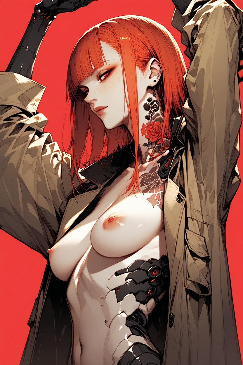 Cyborg Hand Black, Tattoos, Arms Up Hentai AI Porn